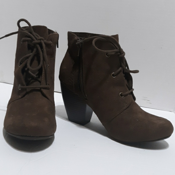 Rampage Shoes - Rampage Block Heel Brown Ankle Boots Size 7.5M